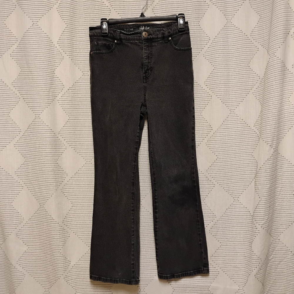 Style & Co Bootleg Black Denim Jeans Women's Size 6 Petite Mid Rise